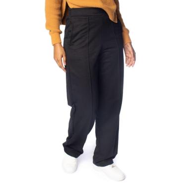 Imagem de Calça Feminina Giraffe Frisos Cós Alto Tecido Leve Preto-Feminino