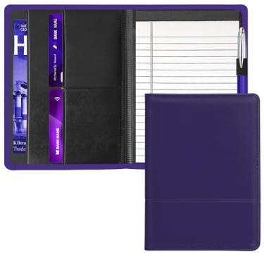 Imagem de Gorbado Pasta clássica padfolio/júnior, fichário organizador de negócios A5 para homens e mulheres, bloco de escrita 12 x 20 incluído, roxo escuro