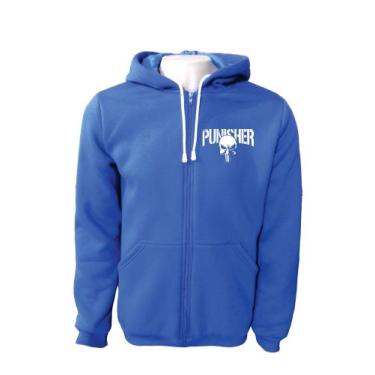 Imagem de Blusa Moletom Plus Size Masculino Punisher Capuz e ziper XG ao XG8, Az