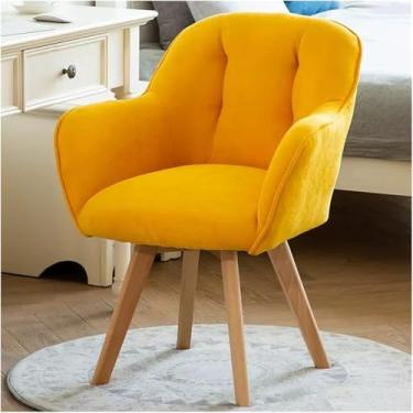 Imagem de Poltrona Giratória Cadeira De Acento Em Tecido Cadeiras De Jantar Cadeira De Mesa Sem Rodas Com Pernas De Madeira Robustas Para Espaço Pequeno, Cadeira De Braço De Veludo Cadeira, Gray-1