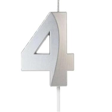 Imagem de Vela de Aniversario Design Prata Perolizada (Numero 4)