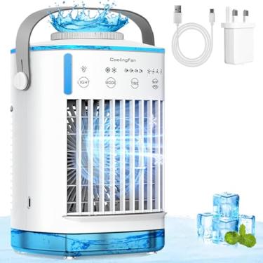 Imagem de Ventilador de resfriamento portátil de ar condicionado, vento de 4 velocidades, tanque de água de 700 ml, temporizador 2-8H, 2 névoas e luz noturna de 7 cores, refrigerador de ar evaporativo, AC