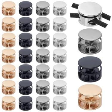 Imagem de arricraft 48 peças de rolhas redondas de metal, travas de cabo de alternância, furos duplos de 4,5 mm, rolhas de fecho de mola, extremidades de fixação de corda para cadarços, casacos, tendas