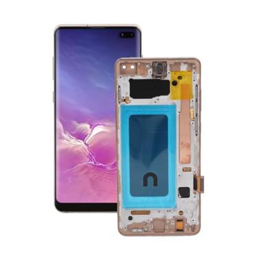 Imagem de Substituição de tela LCD para Galaxy S10 Plus SM-G975F/DS SM-G975U G975W G975A, kit de montagem digitalizador de tela sensível ao toque de 6,4 polegadas com moldura e impressão digital (dourado)