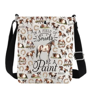 Imagem de G2TUP Bolsa tiracolo Paint Horse American Paints Horses Gifts In a Field Of Sorrels Be A Paint Spotted Horse Shoulder Bag, Em um campo de, Ocidental