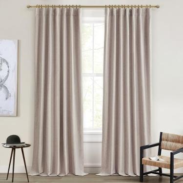 Imagem de Cortinas extra longas de linho sintético 332 polegadas de comprimento para quarto, cortina alta de luxo para teto alto com ganchos, cortinas para portas de vidro deslizantes de pátio com janela grande