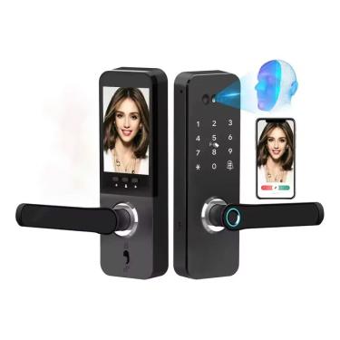 Imagem de Fechadura Digital Eletrônica Reconhecimento facial biometria  mini ideal apartamento Wifi - SA-FD25