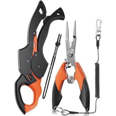 Imagem de pullther fishing Alicate de pesca de 23,4 cm, cortador de linha multifuncional e anel dividido para pesca com mosca, pesca no gelo, kit de ferramentas de pesca em água salgada, equipamento de pesca