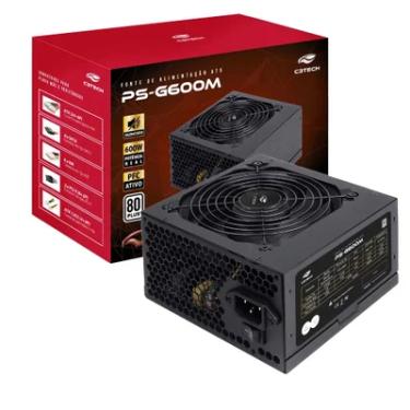 Imagem de Fonte C3tech Ps-G600m, 600W, ATX, 80 Plus White, PFC Ativo, Bivolt Automático, Preta