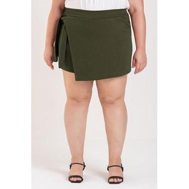 Imagem de Shorts Saia Feminino Plus Size Frente Transpassada Com Amarração na La