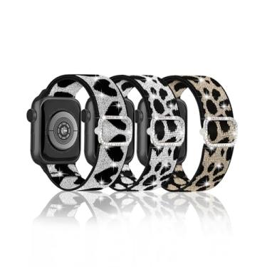 Imagem de Pulseira feminina elástica compatível com Apple Watch séries 11, 10, 9, 8, 7, 6, 5, 4, 3, 2 e 1 SE, 38 mm, 40 mm, 41 mm, 42 mm, 45 mm, 46 mm, 4, 3, 2 e 1 e SE, ultra