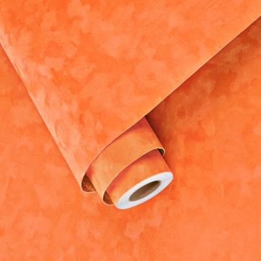 Imagem de Wallercity Papel de parede de pano de descascar e colar de folhas florais laranja adiciona um toque de natureza à decoração da sua cozinha Crie um visual aconchegante com papel de contato de pano