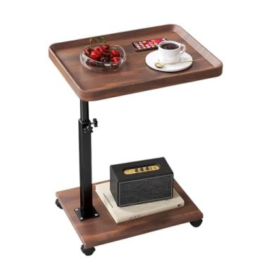 Imagem de GarveeHome Mesa de canto em forma de C, mesa de laptop de altura ajustável com rodas para sofá, bandeja giratória de 360°, mesa de centro para sala de estar, quarto, bandeja de TV