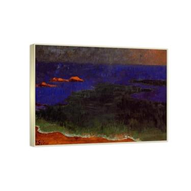 Imagem de RYLJCZ Reprodução de pinturas a óleo Paul Sérusier - Pôr do sol - Impressão de arte de paisagem vintage - Arte de parede em tela para decorações de casa e escritório 50 x 65 cm (19,7 x 25,6 pol