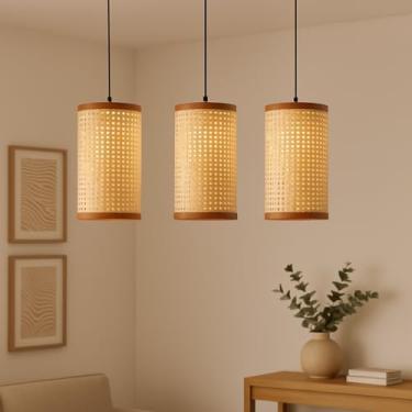 Imagem de D+MOB Kit 3 Pendentes Palha Sintético 30x17cm Para Sala, Quarto, Cozinha, Ambiente Moderno, Decoração moderna (Palha Sintetico)