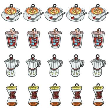 Imagem de KitBeads 20 peças, 4 estilos, pingentes esmaltados de xícara de café, máquina de café, para pulseiras, colares, joias, artesanato, 20 peças