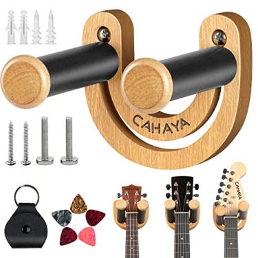 Imagem de CAHAYA Suporte De Parede Para Guitarra, Gancho Ajustável Em Forma De U Com 5 Palhetas E 1 Bolsa Para Baixo Elétrico Acústico, Banjo, Ukulele, Bandolim Cy0297