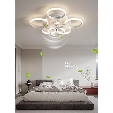 Imagem de Anyeark Ventilador de teto de perfil baixo com luz moderna, ventilador inteligente de teto para quarto com LED, ventilador de teto para lustre montagem embutida 65.0 cm, mudança de cor contínua de