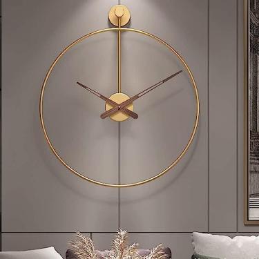 Imagem de Relógio De Parede Grande Abyy,relógios Para Decoração De Sala De Estar,relógio De Parede Moderno,relógio De Parede Silencioso Operado Por Bateria,para Quartos Escritó, Gold, 80cm