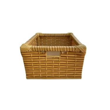 Imagem de Cesto Organizador,Caixa de Armazenamento Multiuso, Cesto de Fibra SintéTica 30x25x15,5 (Tipo Gaveta)(Banana Envelhecido)