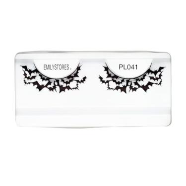 Imagem de EMILYSTORES Fantasia de morcego Thunder Halloween decalques cílios para fantasma Yzma vampiro baile de máscaras chique moda cosplay festa visual preto cílios de renda 1 par