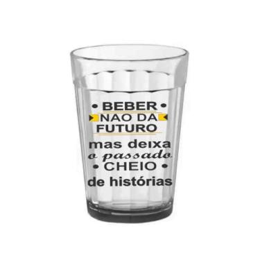 Imagem de Kit Jogo de 10 Copo Vidro Americano de 190ml de Vidro Frases Diversificadas(Beber Não Da Futuro Mas Deixa)