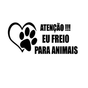 Imagem de Adesivo Automotivo Atenção eu freio para Animais. - ALLTAK , PRETO