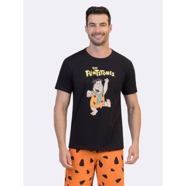 Imagem de Pijama Manga Curta Masculino Flintstones Bedrock Vibes - Veggi, Preto,