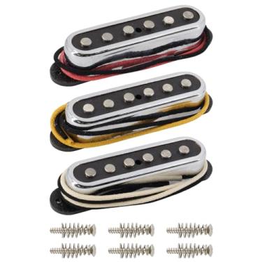 Imagem de Conjunto de captador Alnico 5 ST de bobina única estilo aberto para pescoço/meio/ponte para substituição de peças de guitarra elétrica Stratocaster (capa cromada)
