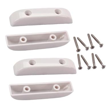 Imagem de TUOREN 4 peças de descanso de polegar para baixo de plástico para baixo com parafusos compatíveis com guitarra elétrica de precisão Fender Bass (branco)