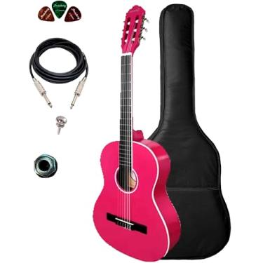Imagem de Violão Elétrico Giannini Canhoto N14 + Capa Acolchoada (Pink Glossy)