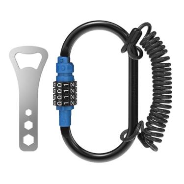 Imagem de UP Security Anel D de cadeado combinado com cabo retrátil, cadeado combo de 3 dígitos para capacete seguro, mochila, bagagem, anti-roubo, carrinho, scooter, armário de academia, cerca, viagem, uso ao