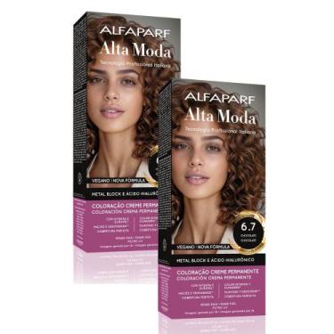 Imagem de Kit 2 Tintura Creme Altamoda Alfaparf Castanho Luminoso Claro 6.7 Kit 