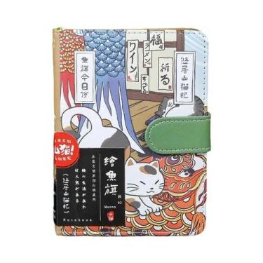 Imagem de Caderno A6 De Couro PU Com Fecho Magnético Estilo Arte Japonesa Diário
