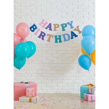 Imagem de Faixa de feliz aniversário arco-íris pastel - letras de feltro resistentes pré-amarradas para meninos e meninas - decoração de festa de aniversário boho reutilizável, guirlanda de feltro feita à mão