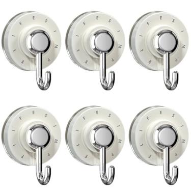 Imagem de LinMei 6 peças de ganchos de ventosa, resistentes removíveis e reutilizáveis, sem furadeiras, sem resíduos para banheiro, cozinha, chuveiro, vidro e azulejo multicoloridos
