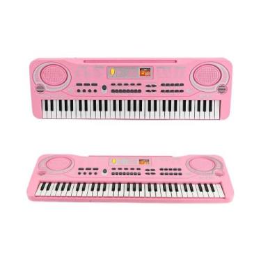 Imagem de Teclado Eletrônico Infantil Com 61 Teclas, Microfone E Adesivos, Instr