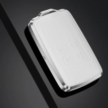 Imagem de Capa Protetora para Chave Presencial Renault – Liga de Alumínio com Couro – Compatível com Koleos Captur Megane Clio Scenic Talisman Arkana Sandero – Acessório Automotivo Premium (Branco)