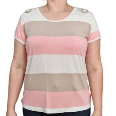 Imagem de Blusa Feminina Biografia Listras Tons Plus Size-Feminino