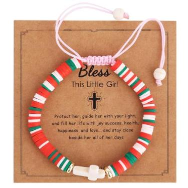 Imagem de Pulseira Cruz Meninas, Pulseiras de Jesus para Primeira Comunhão Batismo Natal Joias Católicas para Crianças Adolescentes Filhas e Netas