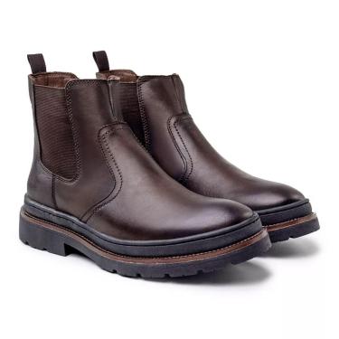 Imagem de Bota Chelsea Motociclista Em Couro Nobre Premium Sola Tratorada Luxo Estrada Viajens Longas-Masculino