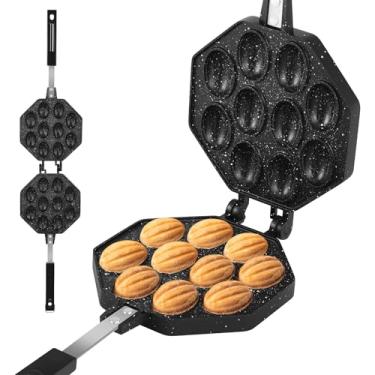 Imagem de Máquina de molde de biscoito de nogueira, máquina de bolo de nozes com 10 furos com alça destacável, molde de nozes Oreshki, fabricantes de biscoitos de porca de liga de alumínio, torradeira assadeira