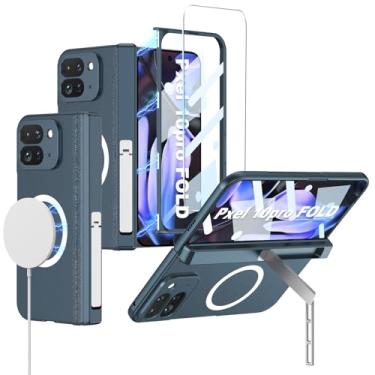 Imagem de Capa para Google Pixel 10 Pro Fold [compatível com carregamento sem fio], protetor de tela integrado, proteção de dobradiça magnética e suporte, capa fina à prova de choque para celular Pixel 10 Pro