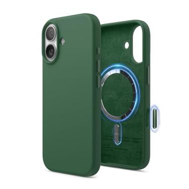 Imagem de elago Capa para iPhone 17, capa de silicone magnético premium, compatível com MagSafe, material de silicone líquido, capa protetora, à prova de choque, telefone fino, 6,3 polegadas (verde alpino)