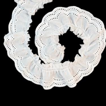 Imagem de Acabamento de renda de algodão de 5 metros de largura, acabamento de renda plissado vintage, fita de algodão de costura para decoração de casa, artesanato de costura DIY (branco)