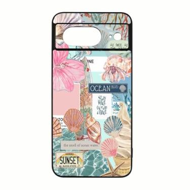 Imagem de qizjio Capa de telefone costeira colagem à prova de choque capa protetora de concha do oceano para Google Pixel 8