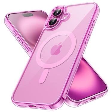 Imagem de JETech Capa Magnética para iPhone 16 6,1 Polegadas Compatível com MagSafe, Case Protetora de Telefone à Prova de Choque, Capinha Parte Traseira Transparente Anti-Riscos (Rosa)