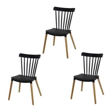 Imagem de Kit 3 Cadeiras Modernas Para Mesa De Jantar Cozinha Windsor Ellen Base