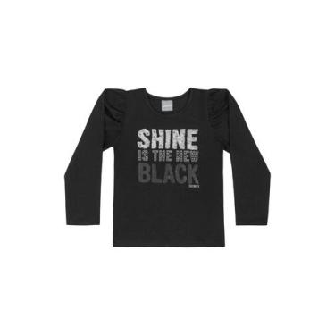 Imagem de Blusa em Cotton Infantil Menina Quimby, Preto, 6