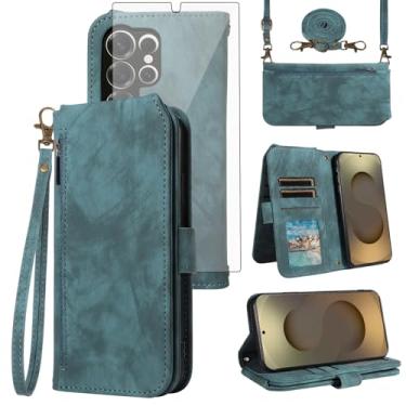 Imagem de Asuwish Capa de celular para Samsung Galaxy S25 Ultra 5G carteira celular com protetor de tela de vidro temperado alça transversal alça flip suporte para cartão S25Ultra 25S S 25 25Ultra 6.9 2025